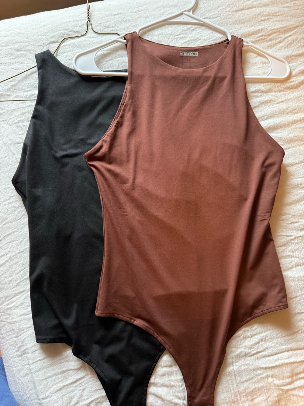 Amazon Brown and Black Sleeveless High-Neck Bodysuits